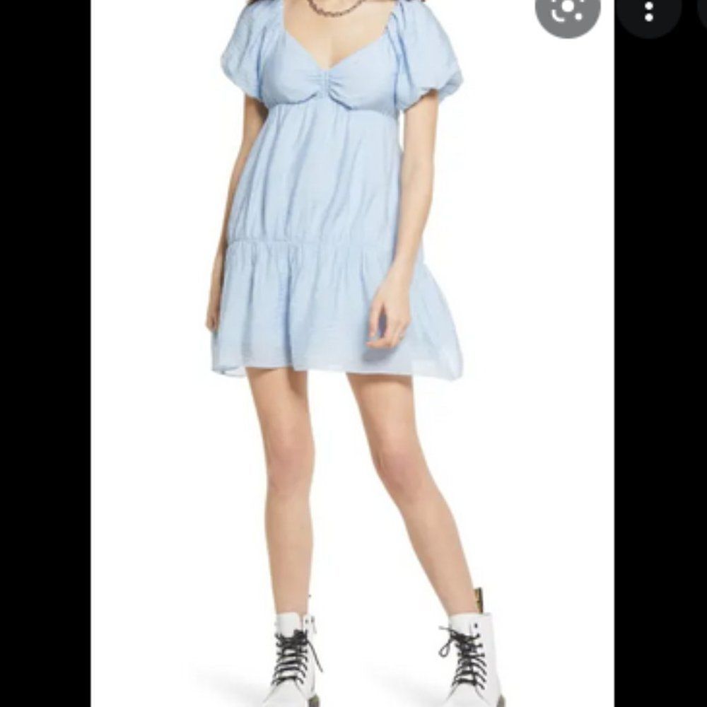 5/$25 Summer Sale!!! BP Blue Puff Sleeve Taffeta Babydoll Dress Size Small‎
